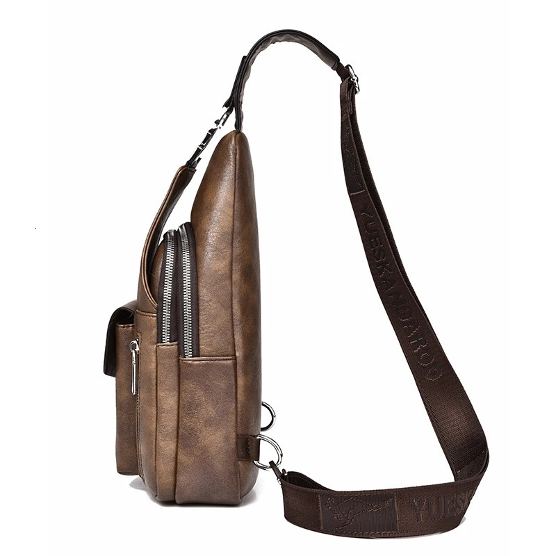 Kangaroo Men Chest Bag Leather Belt Sling Pack Crossbody Bags Male Business Messenger Shoulder Gift For Husband 241029