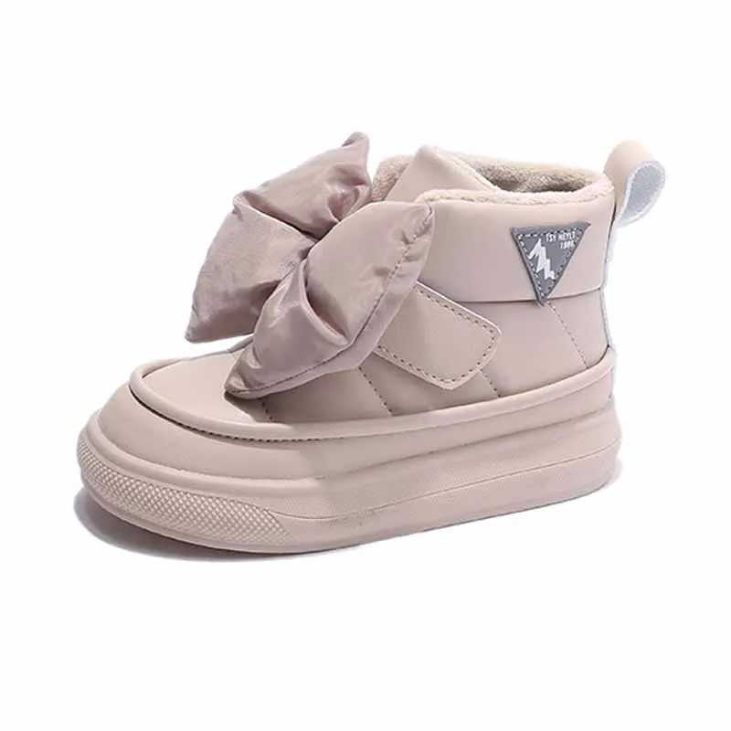 Childrens winter shoes for girls fashion new cute big bow princess thick snow boots childrens thick cotton shoes outdoor boots M241102