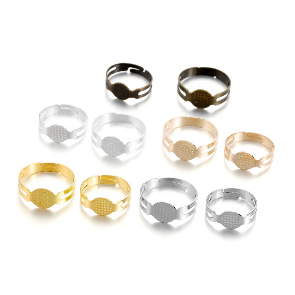 20-40Pcs/lot 7-10mm Metal Adjustable Blank Rings Setting For new DIY 2025 Handmade Ring Jewelry Making Finding Supplies Accessories