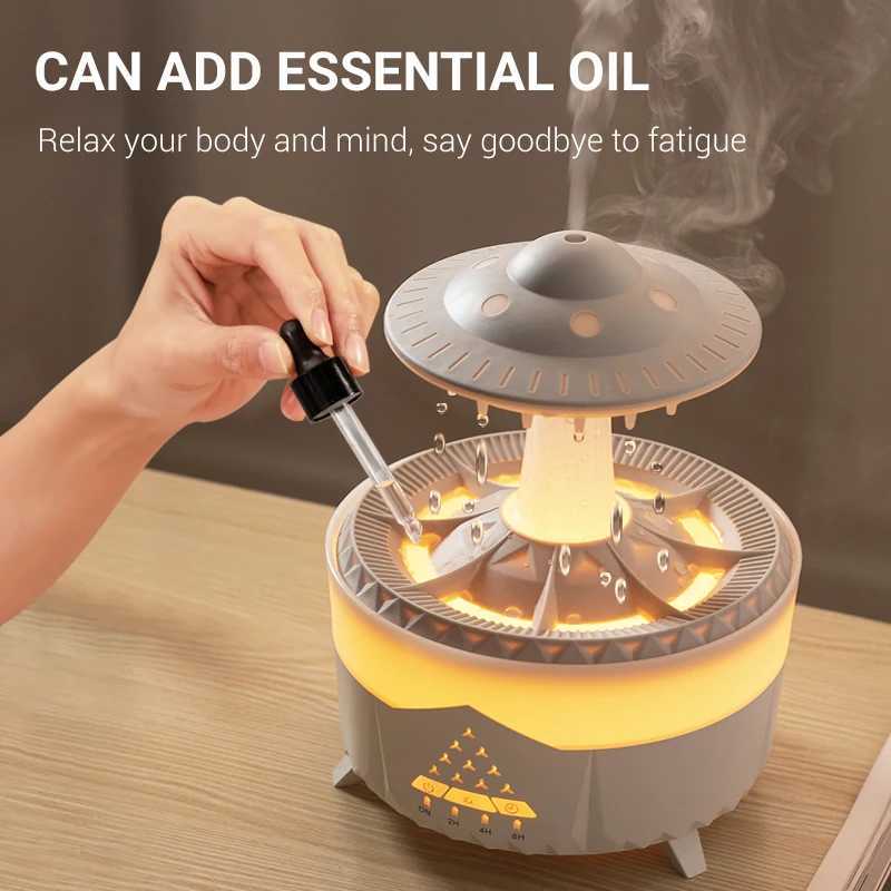 Rain Cloud Humidifier Essential Oil Diffusers 350ml 7 Colors Night Lights with Remote Control Water Dripdrop Air HumidifierC241102