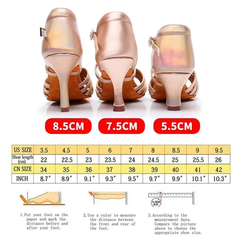 Women Latin Dance Shoes Soft Bottom Balloon Salsa Professional Dancing Shoes fro Women Girls High Heels 5.5CM/7.5CM/8.5CM 241101