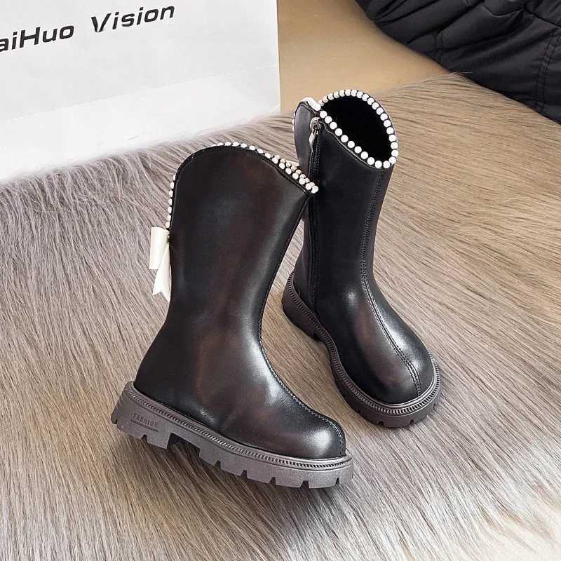 Winter childrens shoes girls boots sweet childrens fashionable cotton boots aisle version anti slip princess leather boots M241102