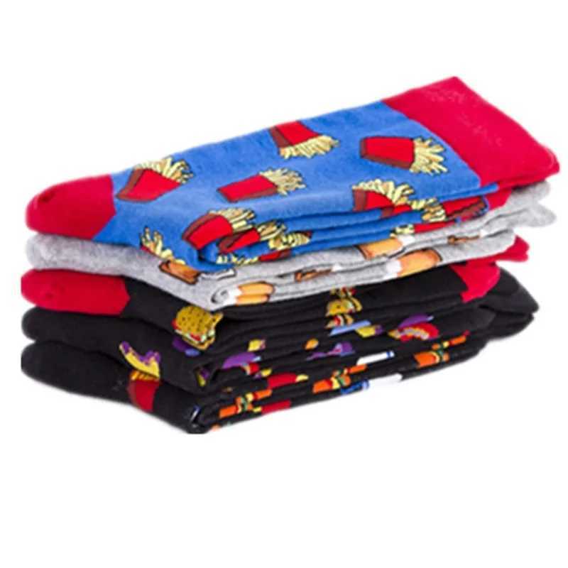 2020 New Large Cartoon Mens Cotton Socks with Beer Burger Mens Happy Socks Meias 51401 X2503191