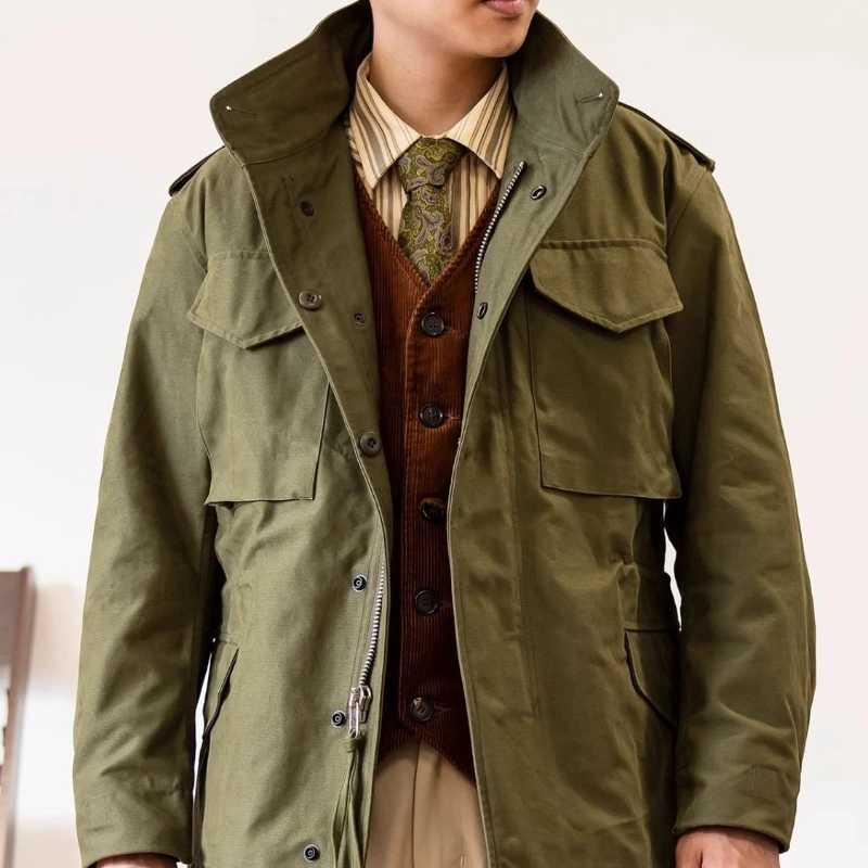 American retro stand up collar jacket mens plus size workwear loose casual high stripe jacket mens top W241102