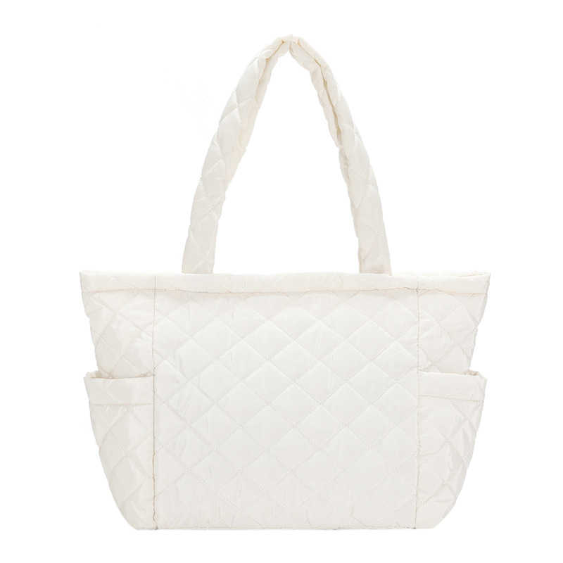 CMM Cotton Jacket Bag for Women New Korean Lingge Portable Tote Bag Light Down Bag Nylon Large Bag Commuting Bag One Shoulder