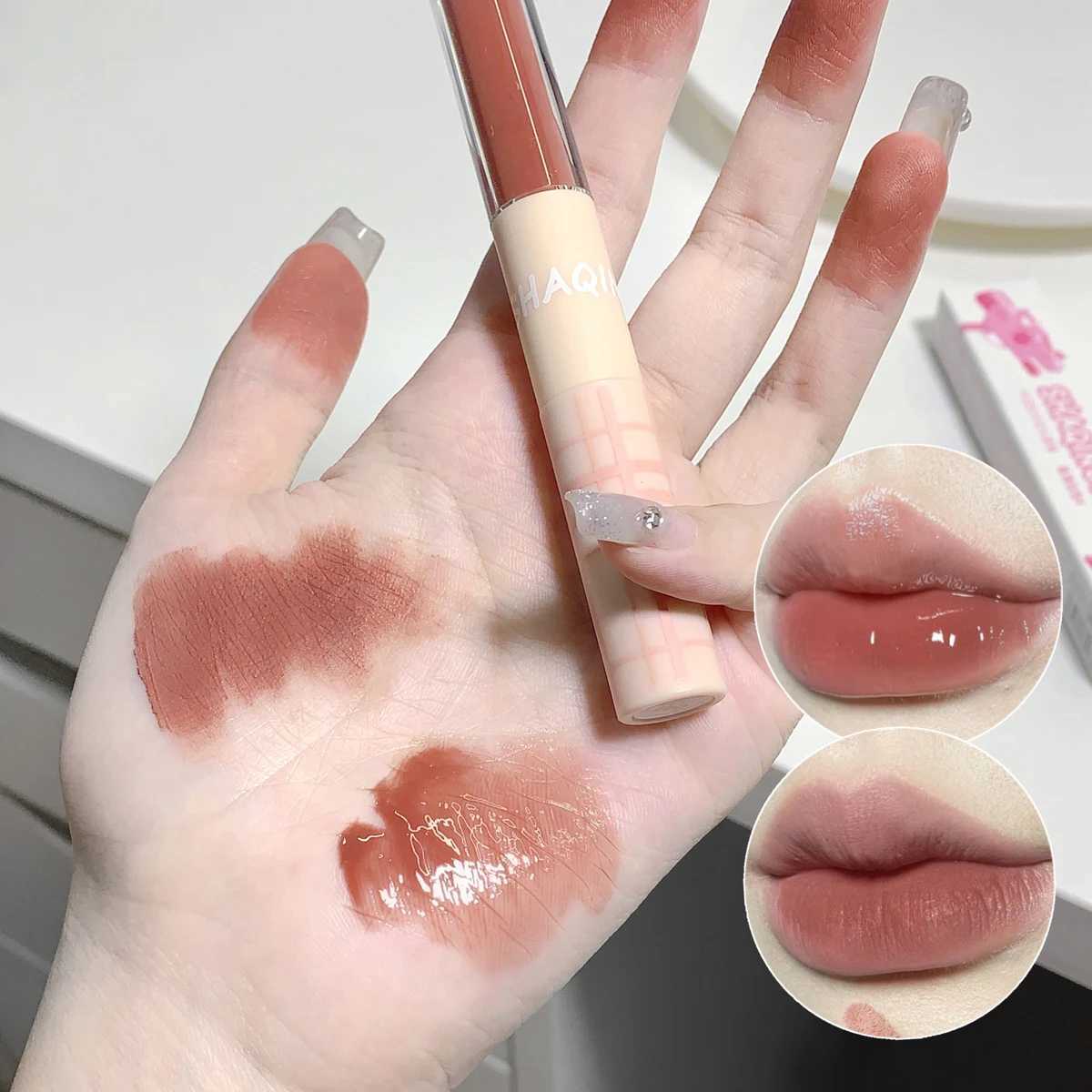 Double sided lipstick full gloss mirror lipstick matte velvet lipstick long-lasting color moisturizing lipstick gloss coloring cosmetics W241101