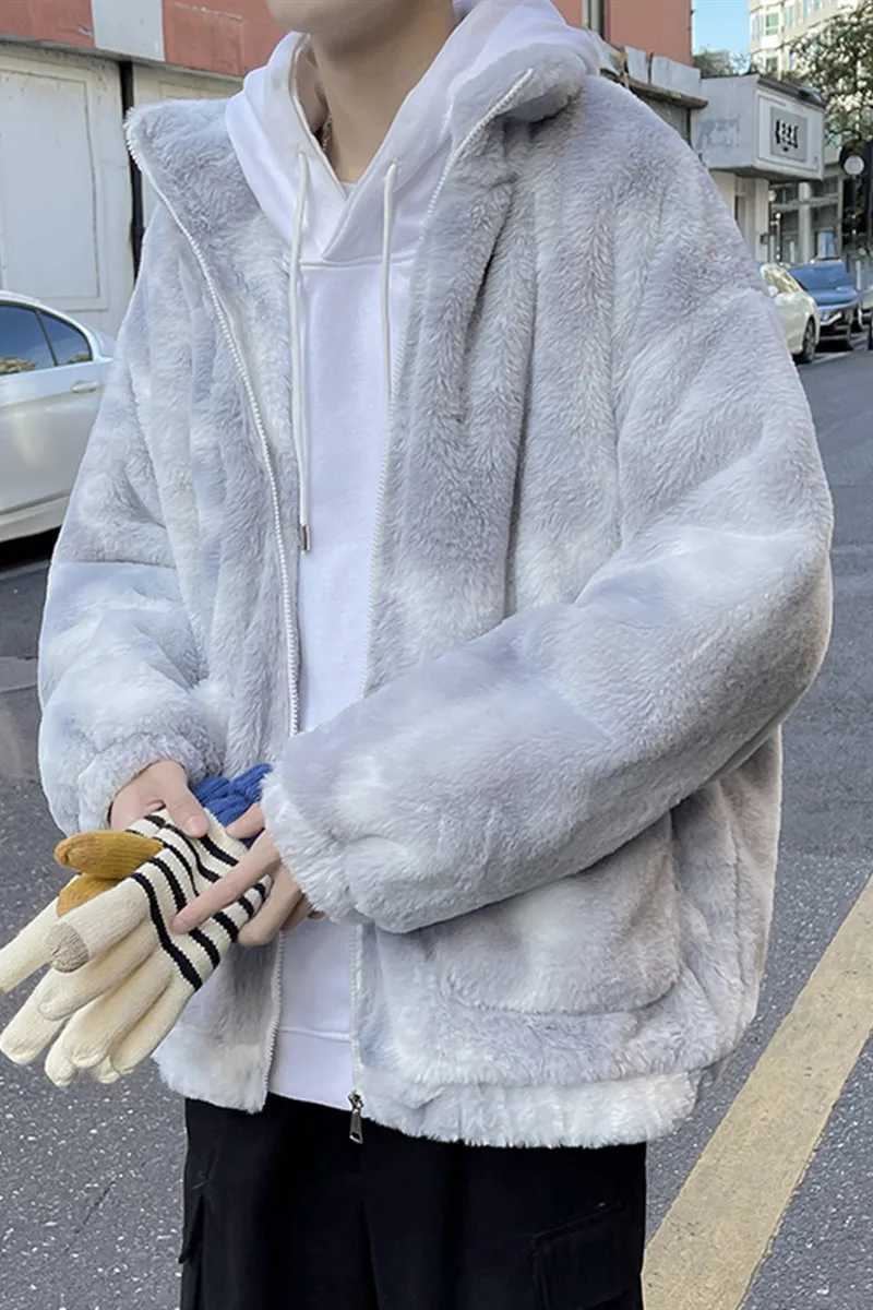 Handsome Lambwool Padded Jacket for Men Faux Fur Thickened Winter Lapel Coat 2023 New Fashion High Street Bigh Coats Top Q11XJ241102