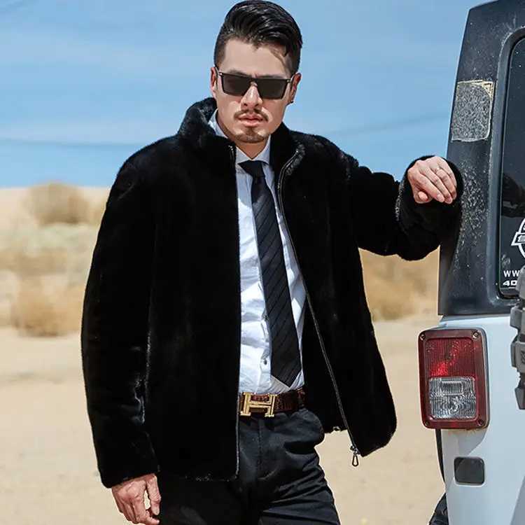 Autumn Winter 2022 New Mens Faux Mink Fur Coat Lapel Thick Warm Jackets Fashion Mens Eco-Friendly Faux Fur Coats Jackets T79XJ241102
