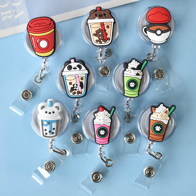 1PCS Retractable Pull Badge Nurse Cute Bubble Milk Tea Badge Reel Clip Badge Holder 2025 Doctor ID Card School new Student Office