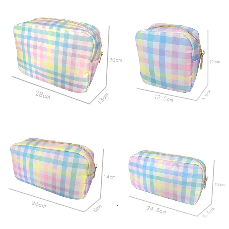 Rainbow Plain Makeup Bag Cute Nylon Travel Makeup Bag Womens Waterproof Makeup Bag 241031
