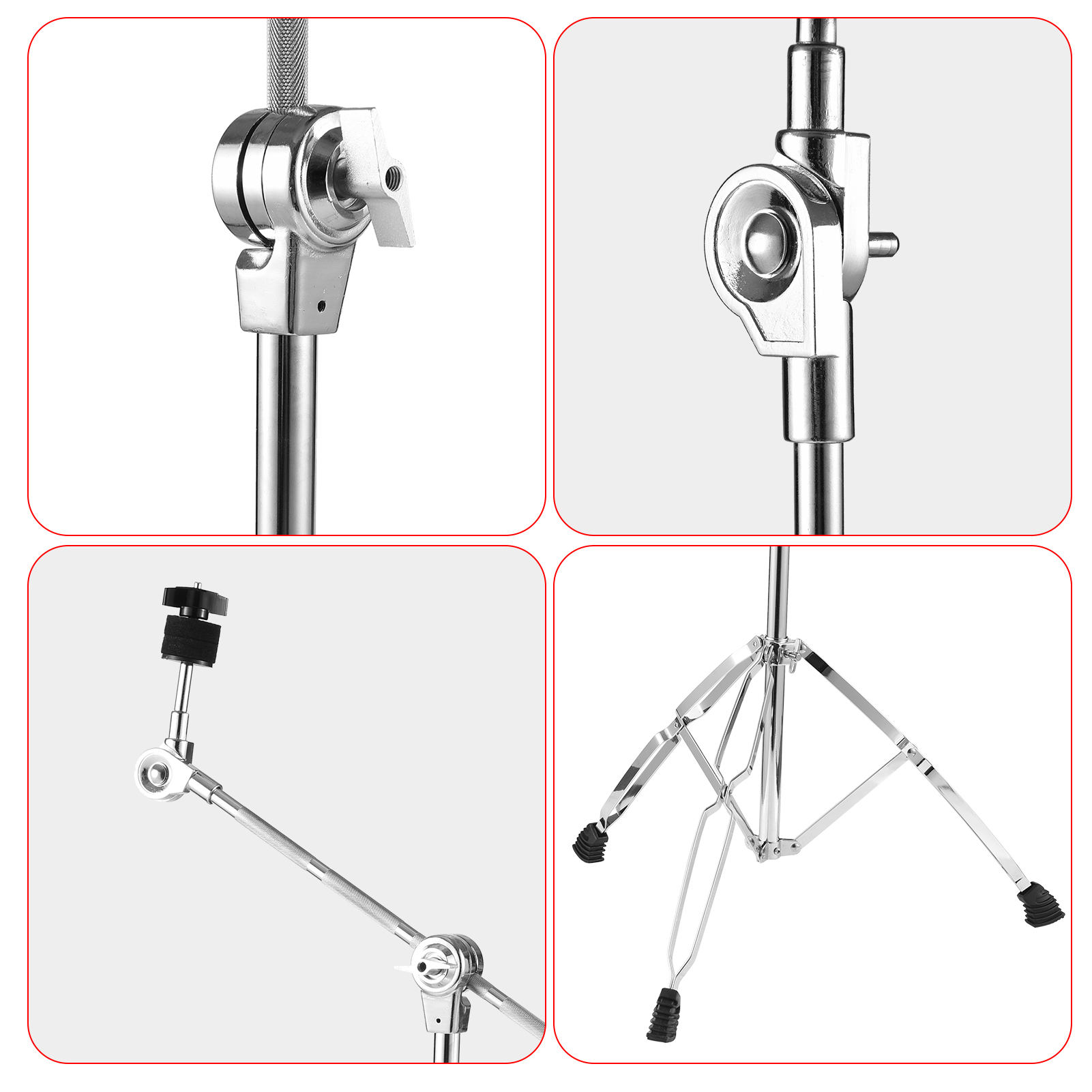 Cymbal Stand Straight & Boom Cymbal Stand Double Braced Legs Height & Angle Adjustable Drum-kit Cymbal Support Rack