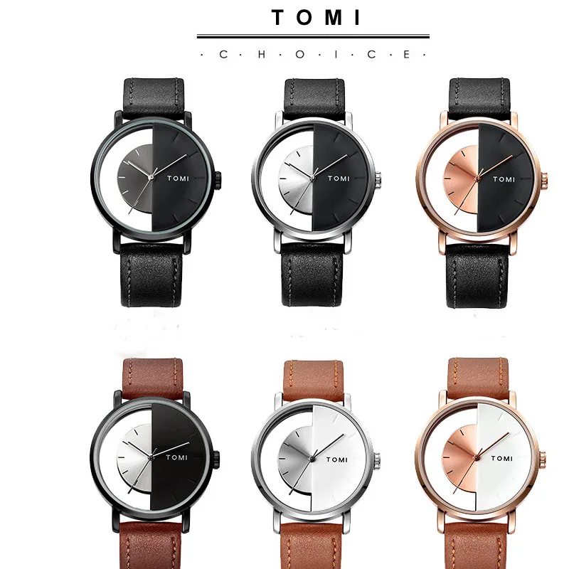 Lover new Watches Top 2025 Brand Couple Watch Men Women Wristwatches Leather Strap Hollow Quartz Lover Clock Valentine's Day Gifts