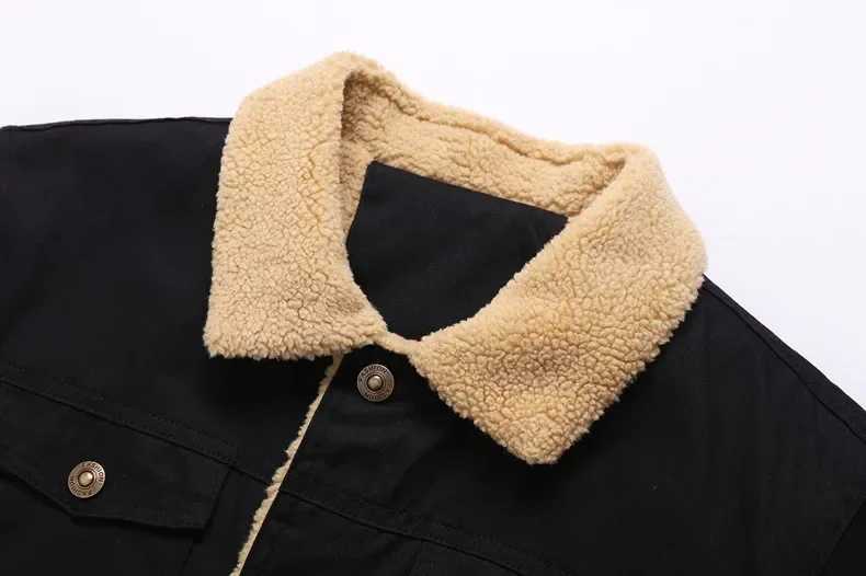 Mens collar embroidered thick jacket warm bomber winter mens cargo jacket high-quality mens plush thick wool jacket W241102
