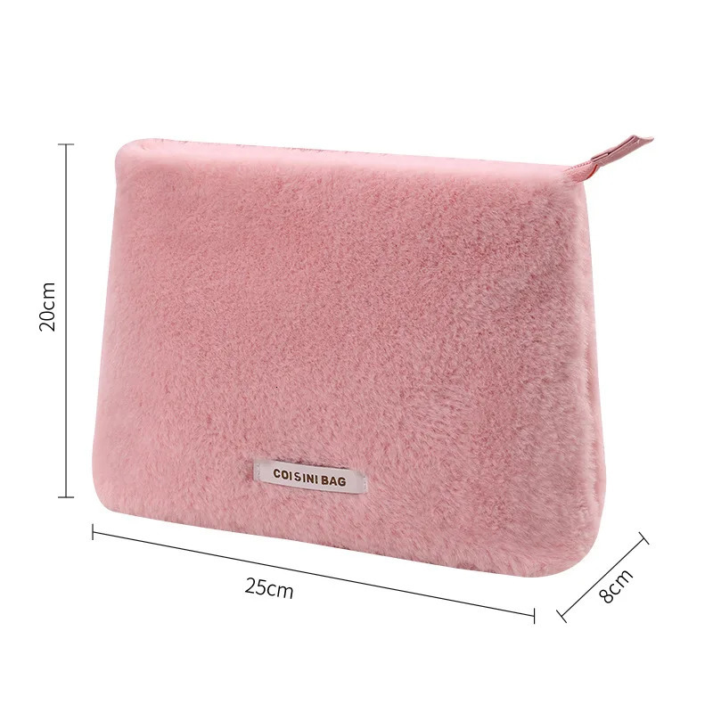 Ctue Plush Makeup Bag Womens Suqare Makeup Bag Wallet Storage Organizer Bag Portable Womens Zipper Makeup Bag Handbag 241031