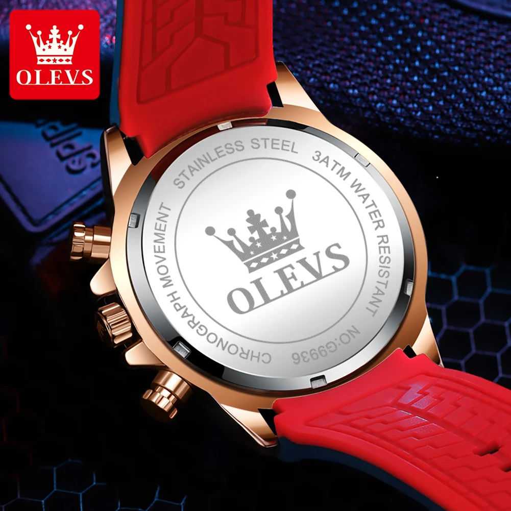 OLEVS new Quartz Watch for Men Original TOP Brand Rubber strap Waterproof Luminous Date 2025 Week Men's Quartz Watch reloj hombre