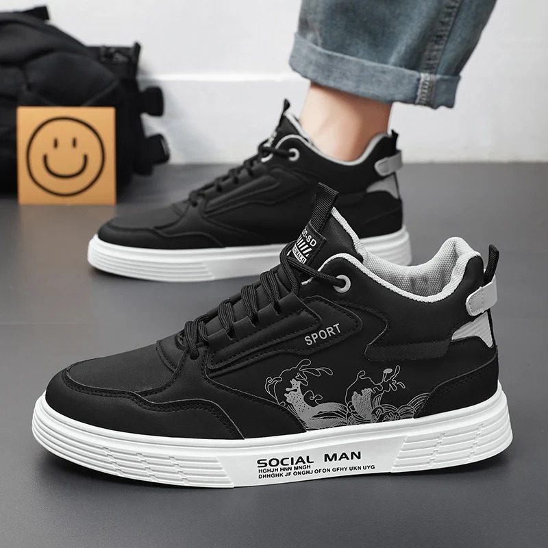 Men's 2023 New Autumn Casual Workwear Mid Top Retro Board Sports Versatile Trendy Shoes a848e