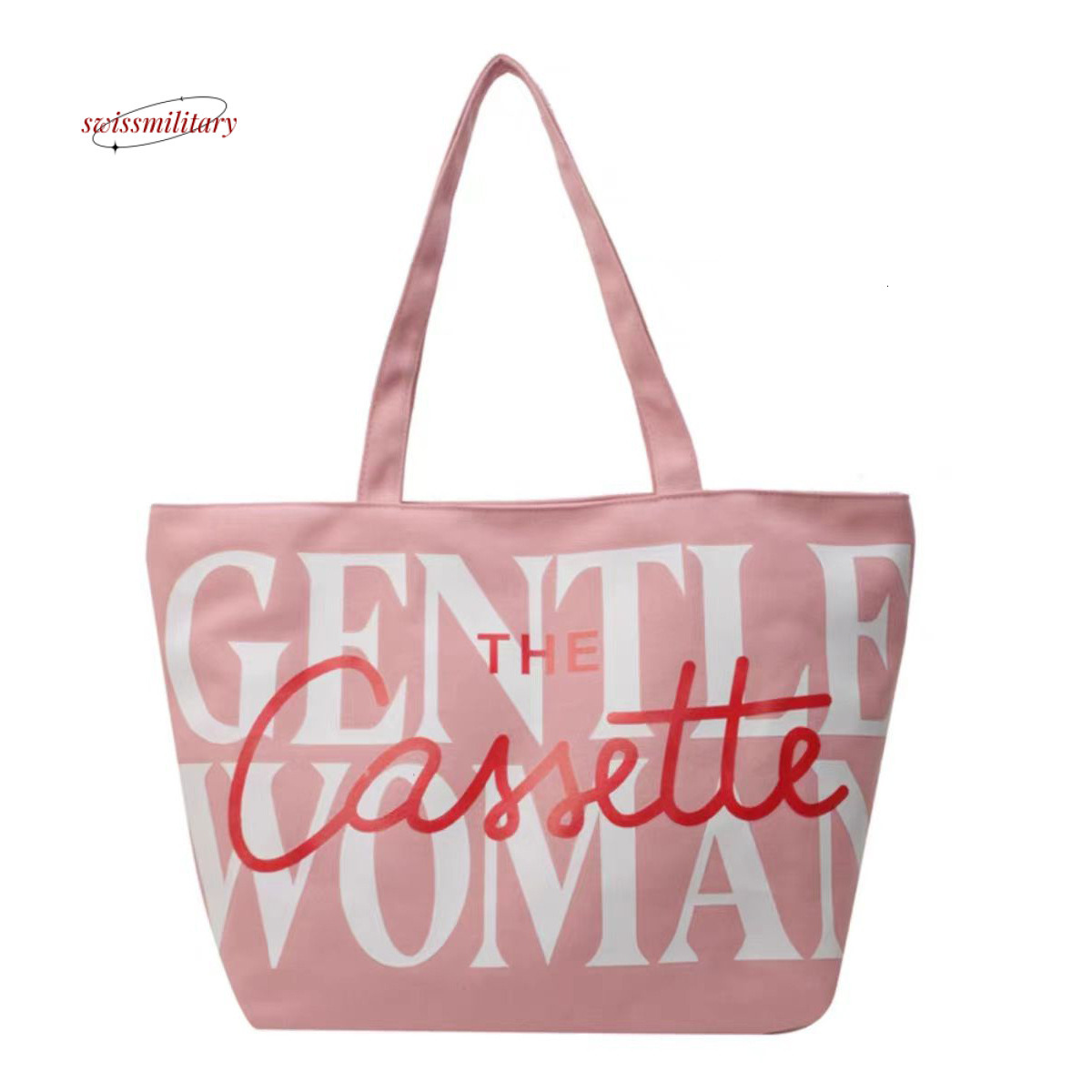 Thai niche canvas for women 2024 new fashionable large capacity letter shoulder class tote bag #13 swissmilitary