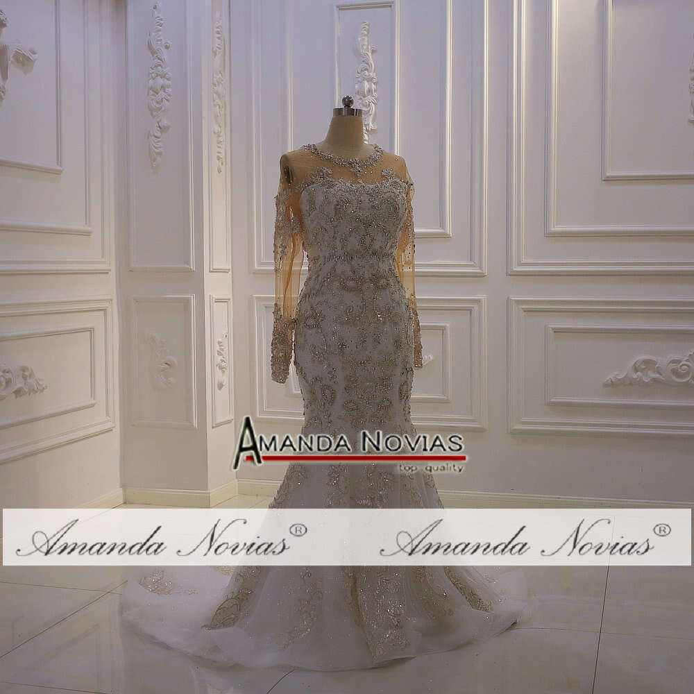 Long Sleeve Sequin 2 In 1 Wedding Dress