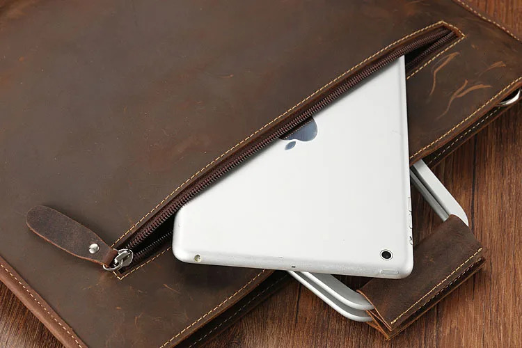 High Fashion y Clutch Bag Mens A4 File Document Purse Wallet Top Layer Ipad Leather Business Briefcase Cowkskin 241029