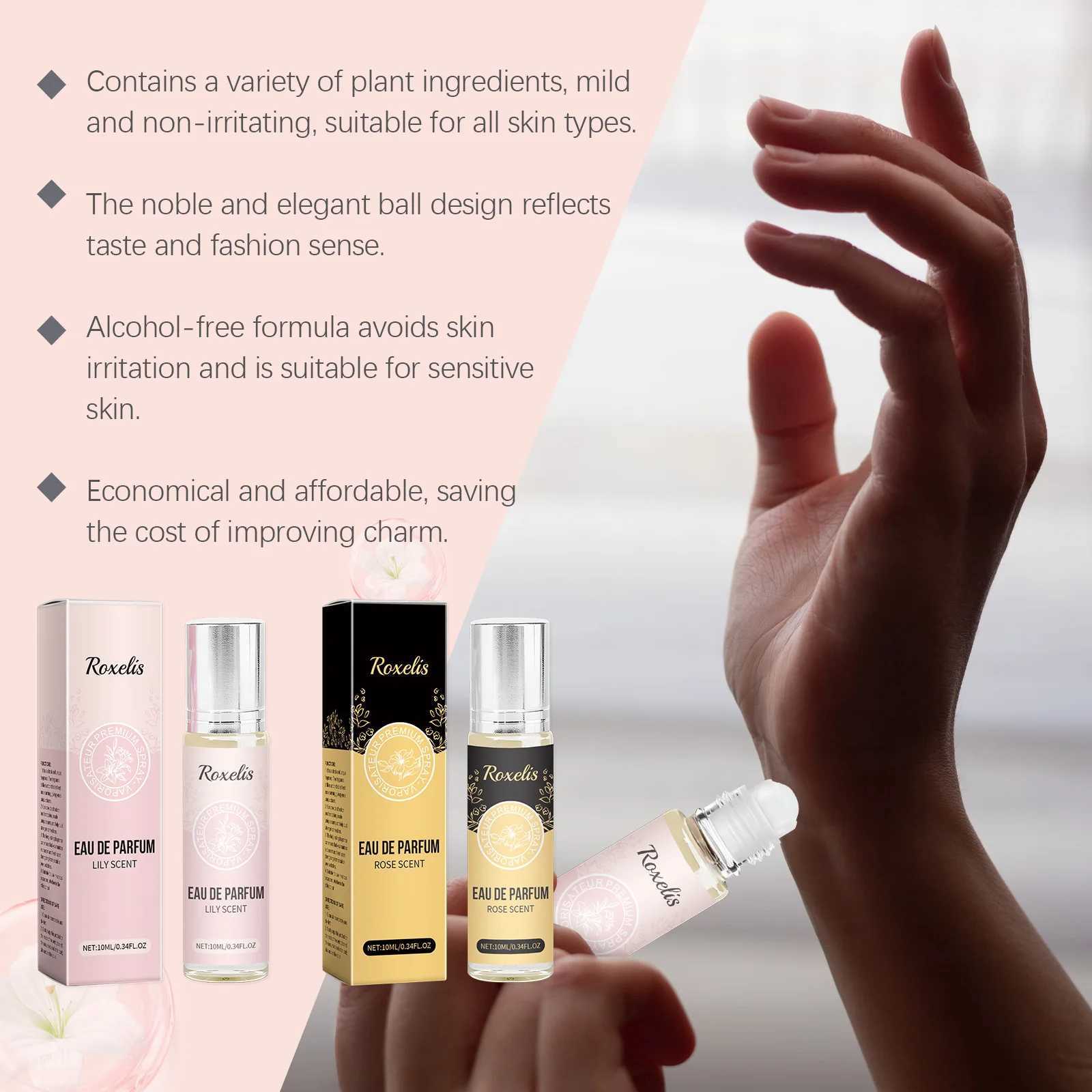 Pheromone roll lily perfume suitable for women lasting scent charming rose perfume non greasy elegant portable perfumeW241102