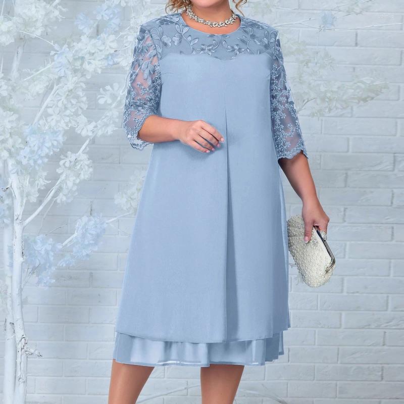 Casual Dresses Plus Size Summer For Women 2024 Embroidery Floral Patchwork Formal Dress Loose Wedding Party Banquet Prom Clothing
