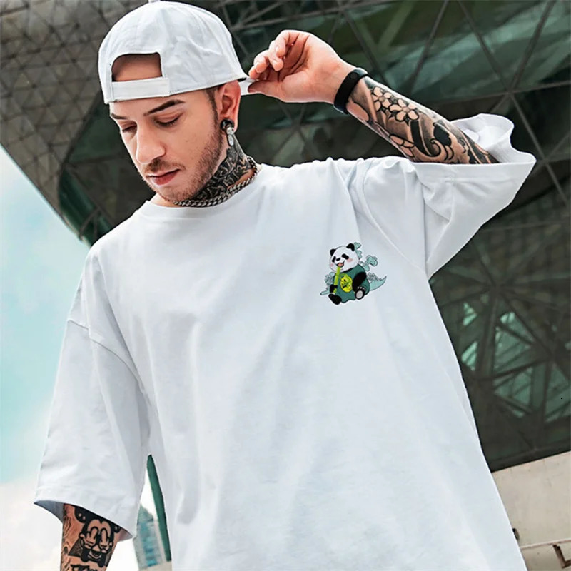 Kawaii Vintage Anime panda Print T Shirt Funny Men Summer Casual Short Sleeve Tshirts Male plus size Tops ropa y2k hombre Tees 240321