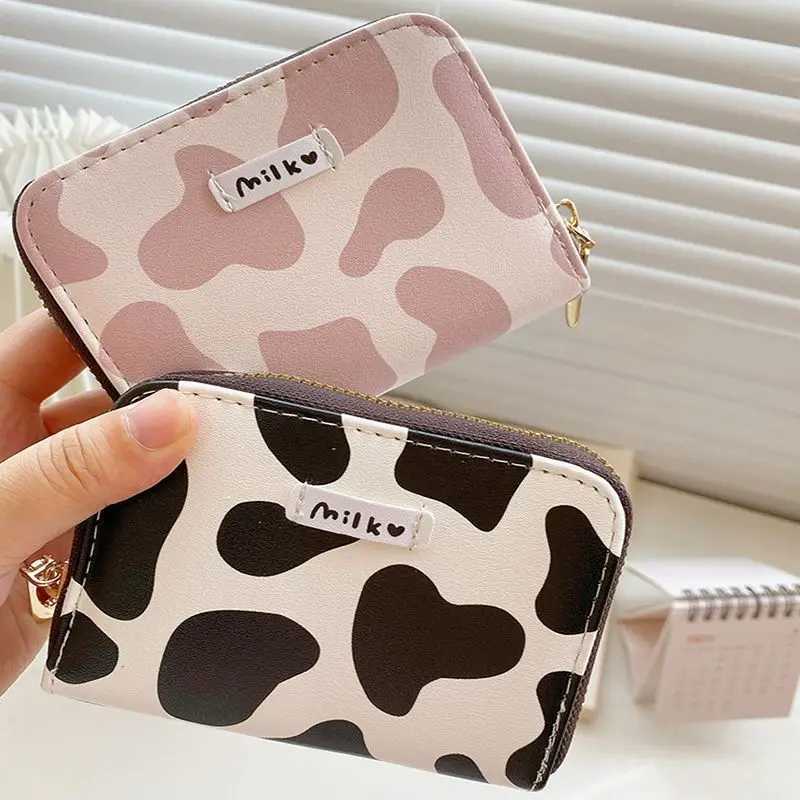 Cute Cow Pattern Coin Purse for Women Girls Card Wallet PU Leather Students Pocket Zipper Key Bag Carto Handbags Card HolderXJ241111