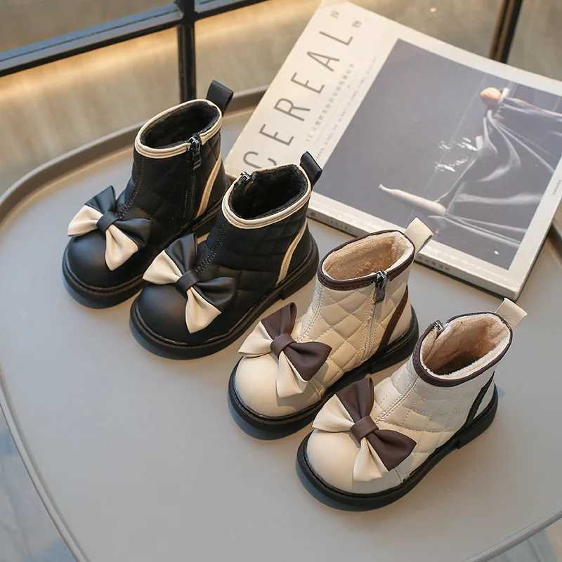 Winter student holiday Par dress shoes girl princess cotton shoes childrens cute bow boots cold resistant shoes M241102