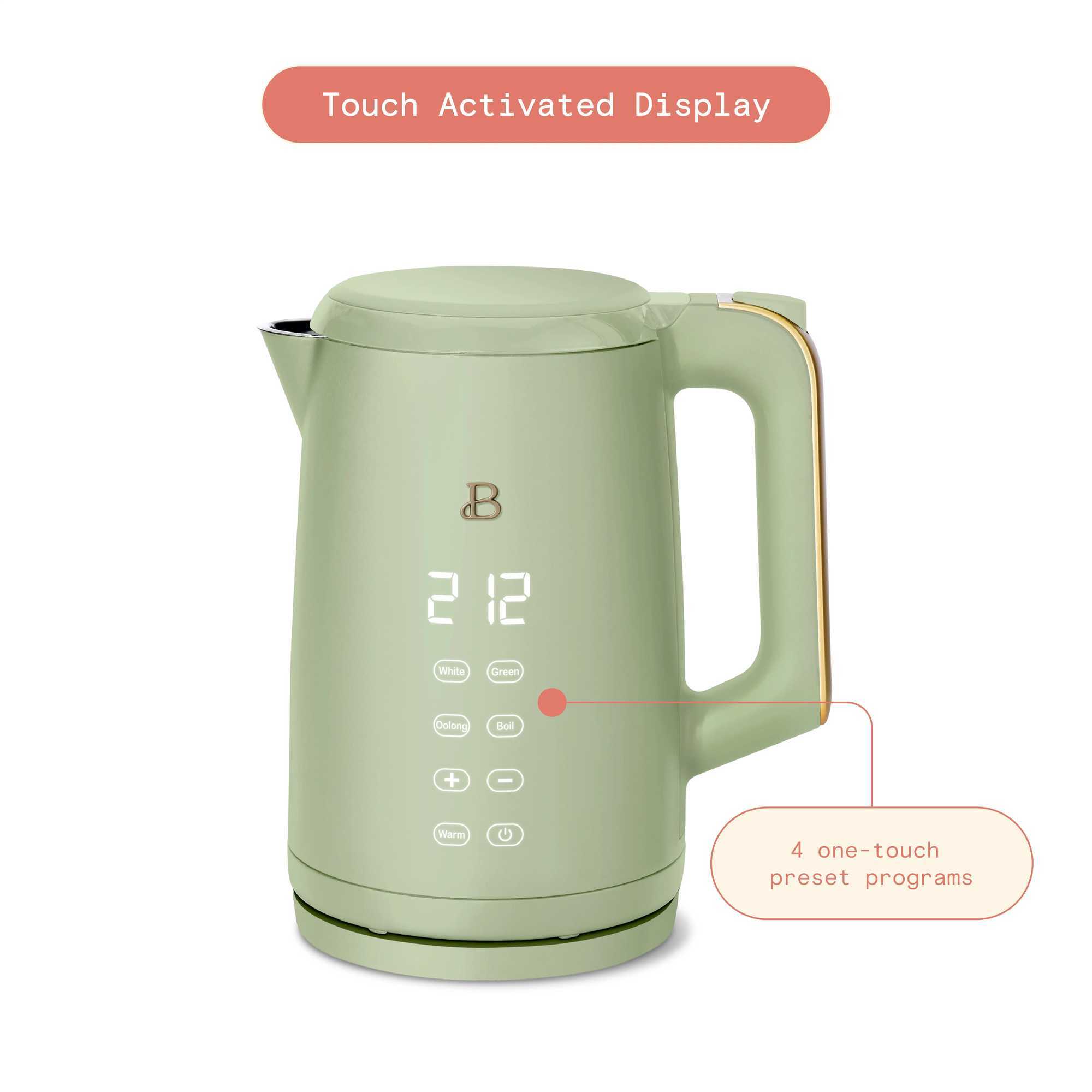 Beautif 1.7-liter electric kettle 1500 W one click activation Drew Barrymores white ice Y241102
