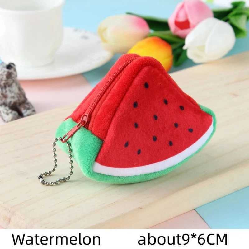 Carto Fruit Plush Coin Wallet cute Fruit Triangle Coin Purse carto watermel mini Storage Bag Pendant Childrens Gifts 10cmXJ241111