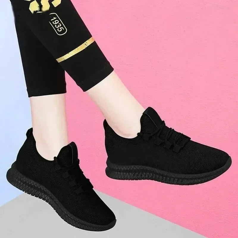 Womens Breathable Non-slip Platform Fashion Autumn Casual Shoes Korean Running Shoes Black Sneakers Shoes for Women 241101