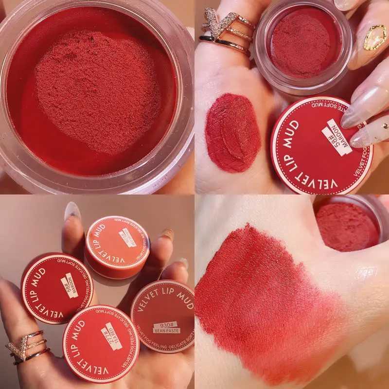 4-color velvet matte canned lip balm waterproof durable non stick cup soft silk texture coloring lip gloss Korean cosmetics and makeup W241101