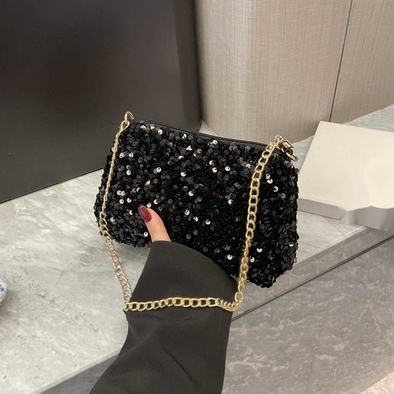 CMM Sparkling Bag for Dinner One Shoulder Armpit Bag New Nightclub Chain Colorful Chain Fashion Hand Held Small Bag