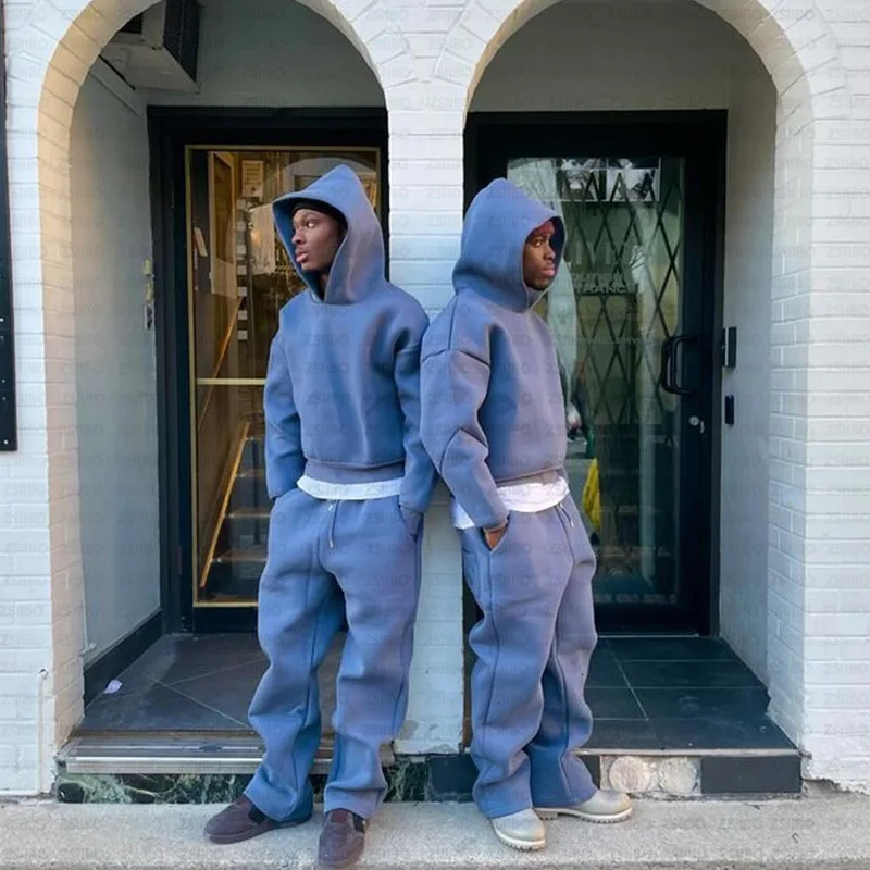 Autumn Daily Casual Solid Color Sweatshirt Set American Street Style Simple Loose Y2k Harajuku Mens and Womens Hoodies 241031