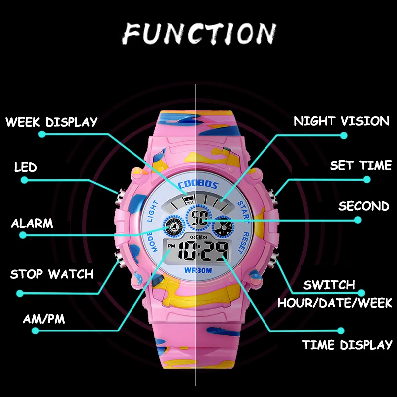 Kids Watches new LED Luminous Digital Watches Silicone Waterproof Electronic Wristwatch for Boys Girls 2025 Chronograph Alarm Clocks