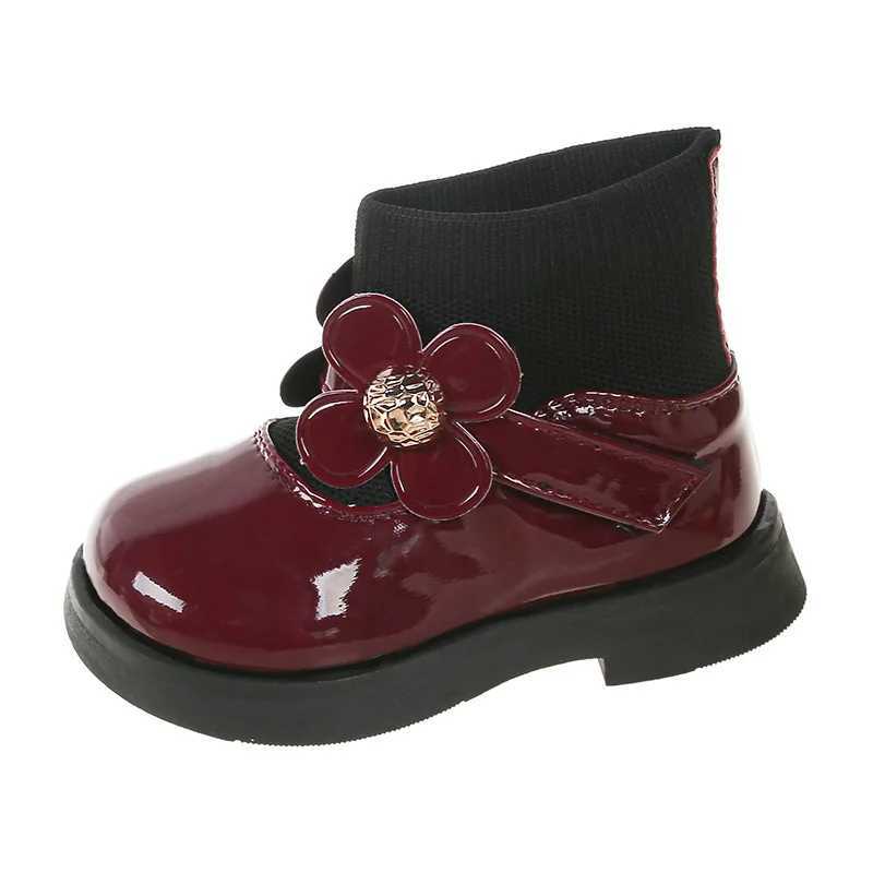 Zapatos Ni a Plush Childrens Princess Boots Autumn New Warm Leather Boots Bow Ankle Boots Fashion Boots Thick Childrens Shoes Plant Man M241102