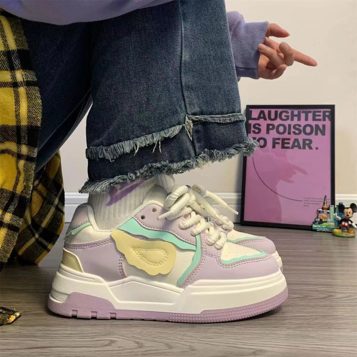 Dopamine Little Wings Shoes Children's Little White Shoes 2023 Autumn New Ins Trendy Women's Niche Versatile Board Shoes