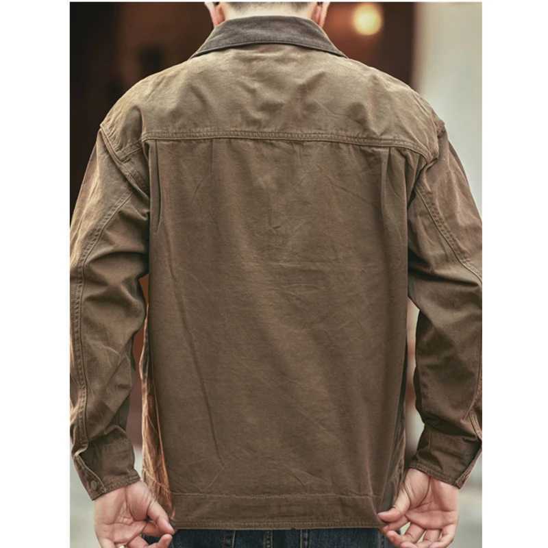 Vintage heavy-duty cargo jacket mens new cotton spring fluffy jacket W241102