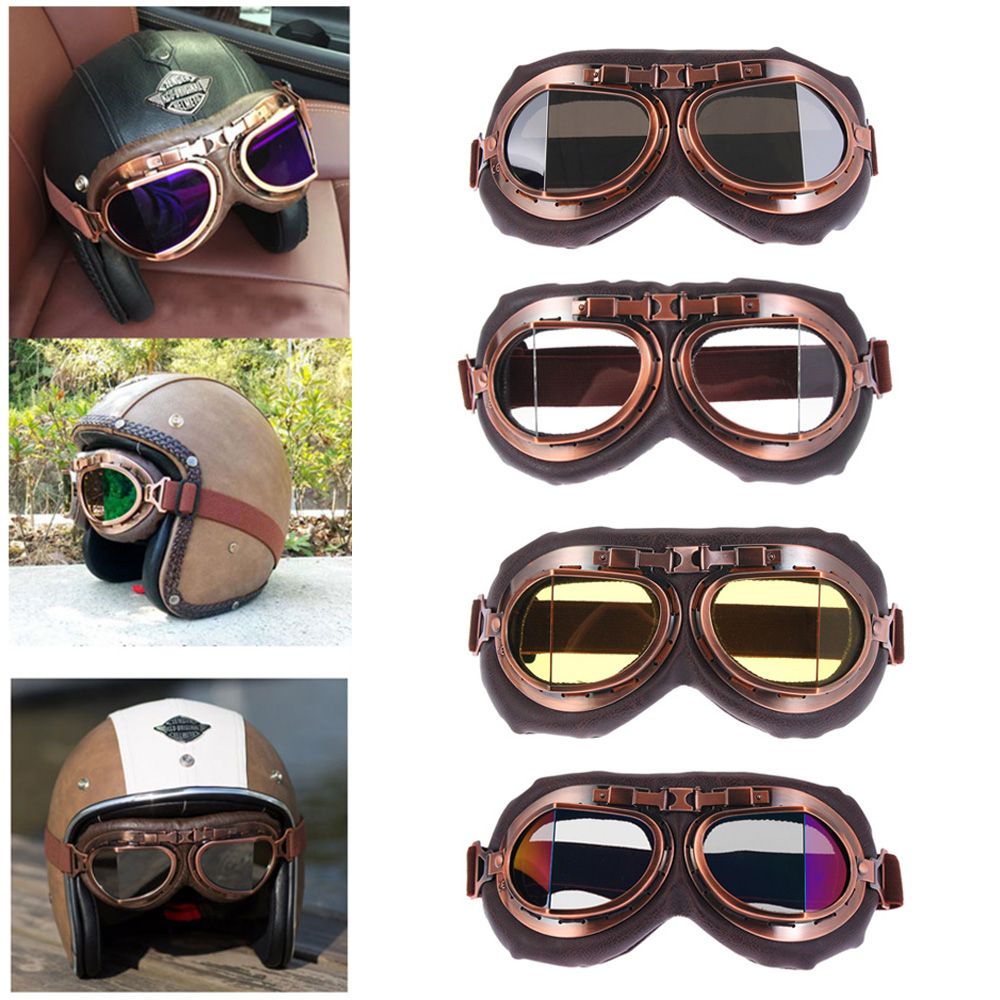 High Quality Vintage Motorcycle Goggles Retro Pilot Goggles Motor Protective Gears Dustproof Goggles For Cruiser Cafe Scooter
