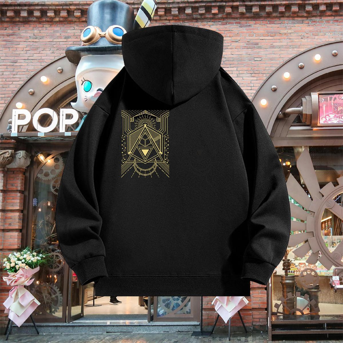 2024 DIY Hoodie for Men Hooded Collar Long Sleeve Warm Men's Hooded Sweatshirt Black Oversized Tops Hoody Sport Thick Plush