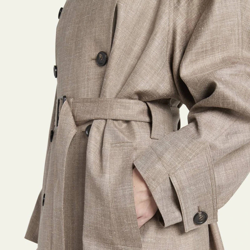 Elegant and loose knee length womens trench coat - Double breasted customized windproof spring and summer 241031