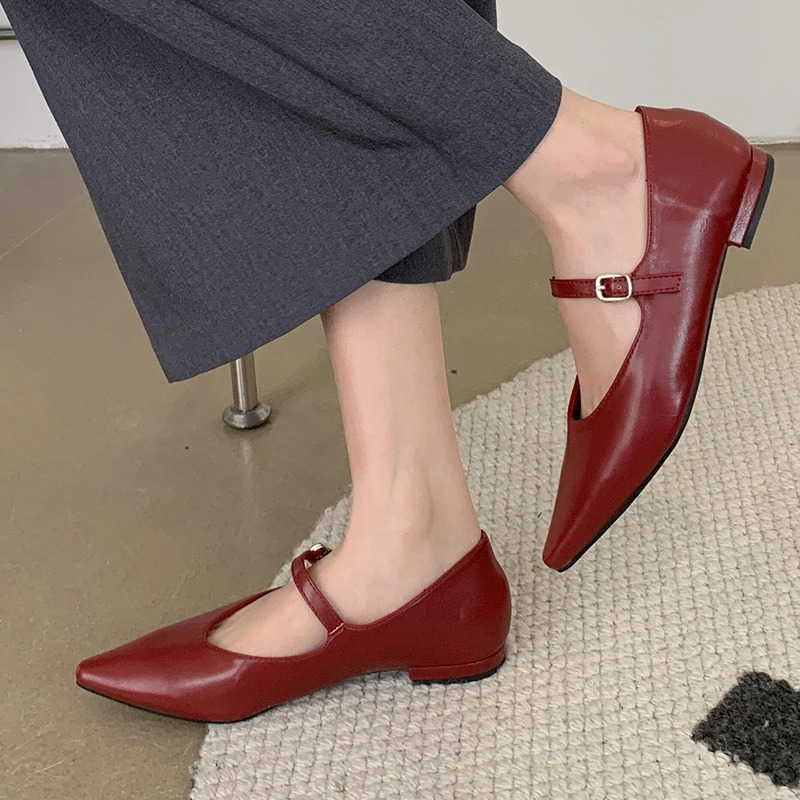 Spring Women Flats Shoes Fashion Shallow Elegant Ladies Buckle Strap Footwear Sandals Casual Mary Female 240321