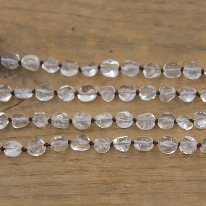 new Natural Quartzs Double Point 2025 Pendants Crystal Net Chip Beads Knotted Handmade Yoga Necklace Mala Jewelry Wholesales,QC0125
