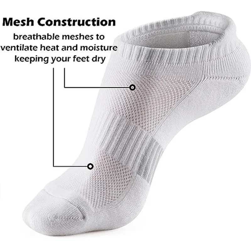 5 Pairs Ankle Women Athletic No Show Running Comfort Cushioned Men Sport Sweat-absorbing and Breathable LX241102