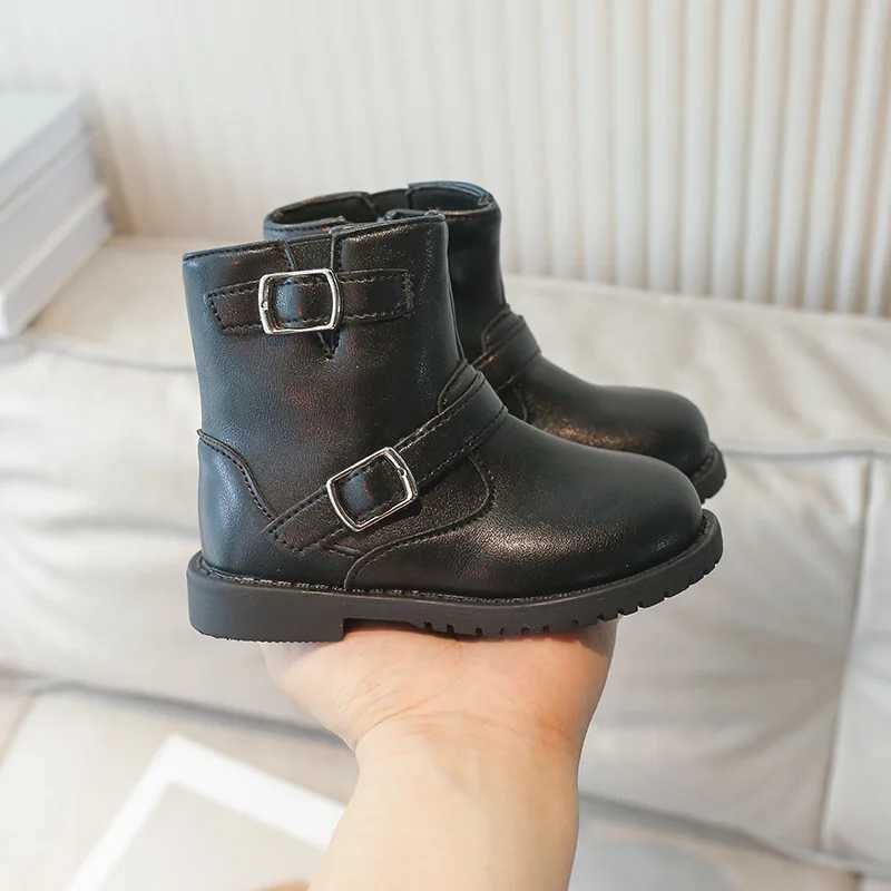 Childrens casual leather boots autumn winter soil color bimetallic zipper Versatle Boots girls short boots M241102