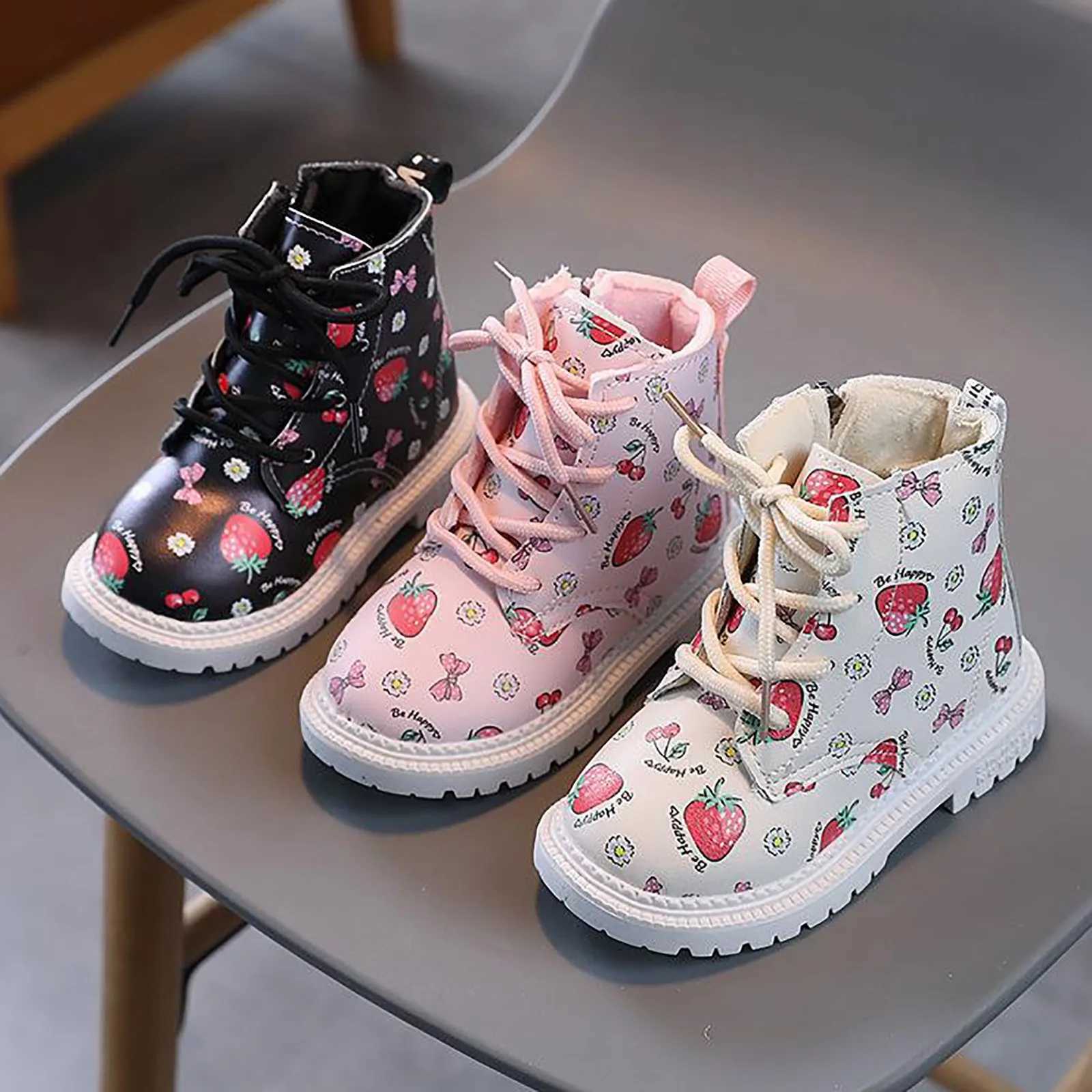 New autumn winter childrens plush warm boots childrens anti slip rubber outsole ankle boots boys and girls fashionable childrens shoes M241102
