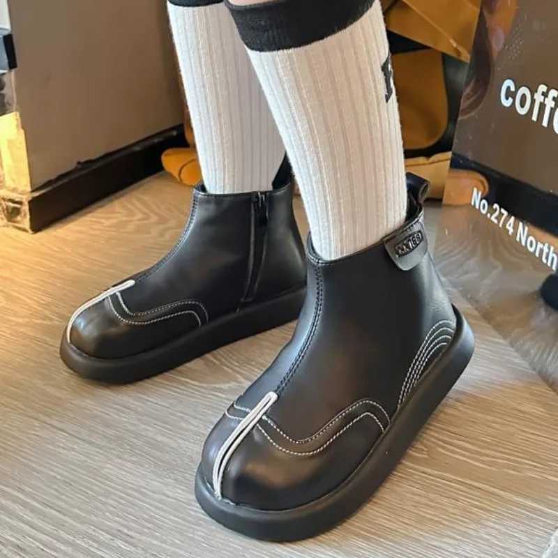 New childrens side zipper short boots autumn fashion casual boys and girls plush warm leather shoes baby snow boots M241102