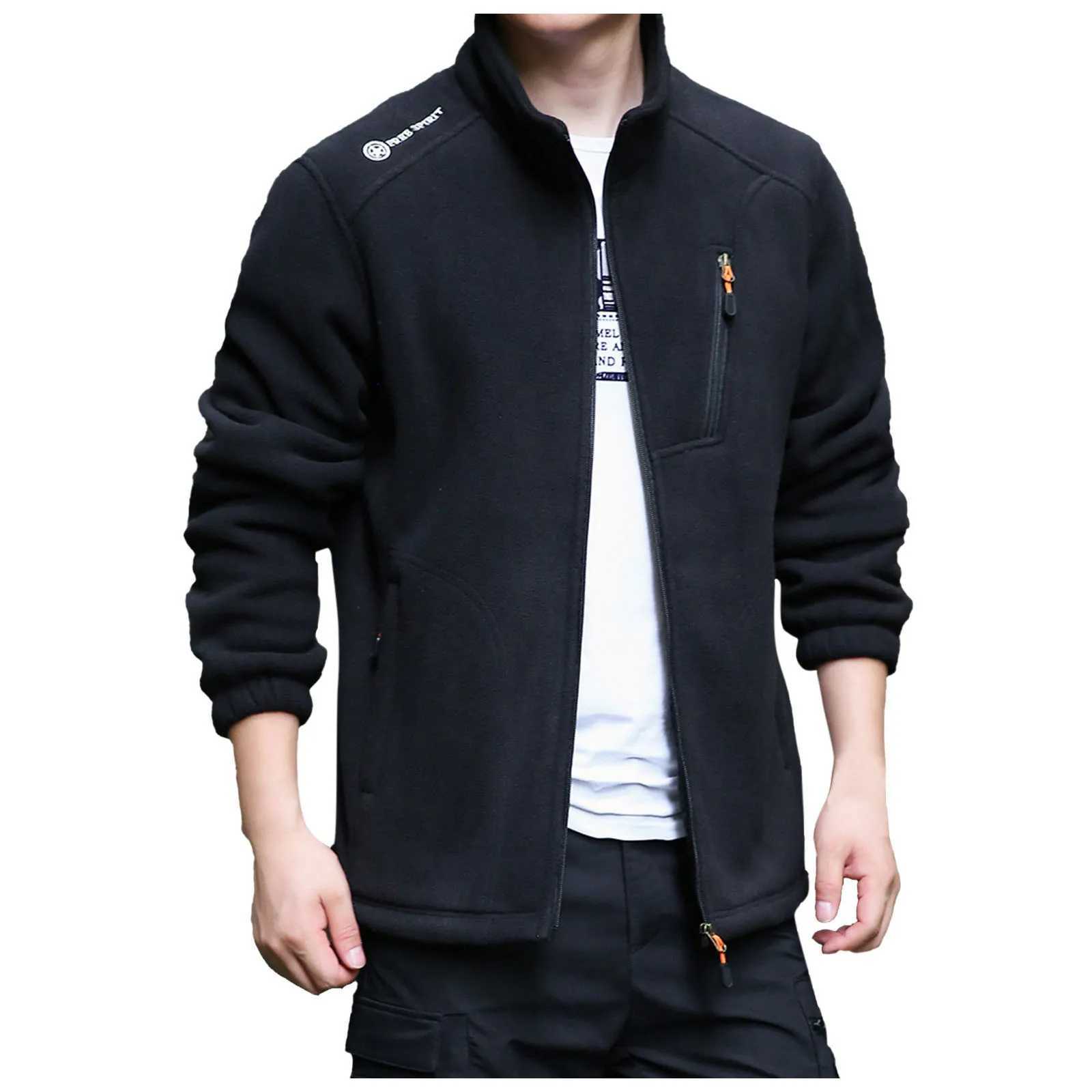 Mens jacket full zipper water soft shell jacket long sleeve stand collar hot-dip galvanized lining Kp thermal jacket W241102