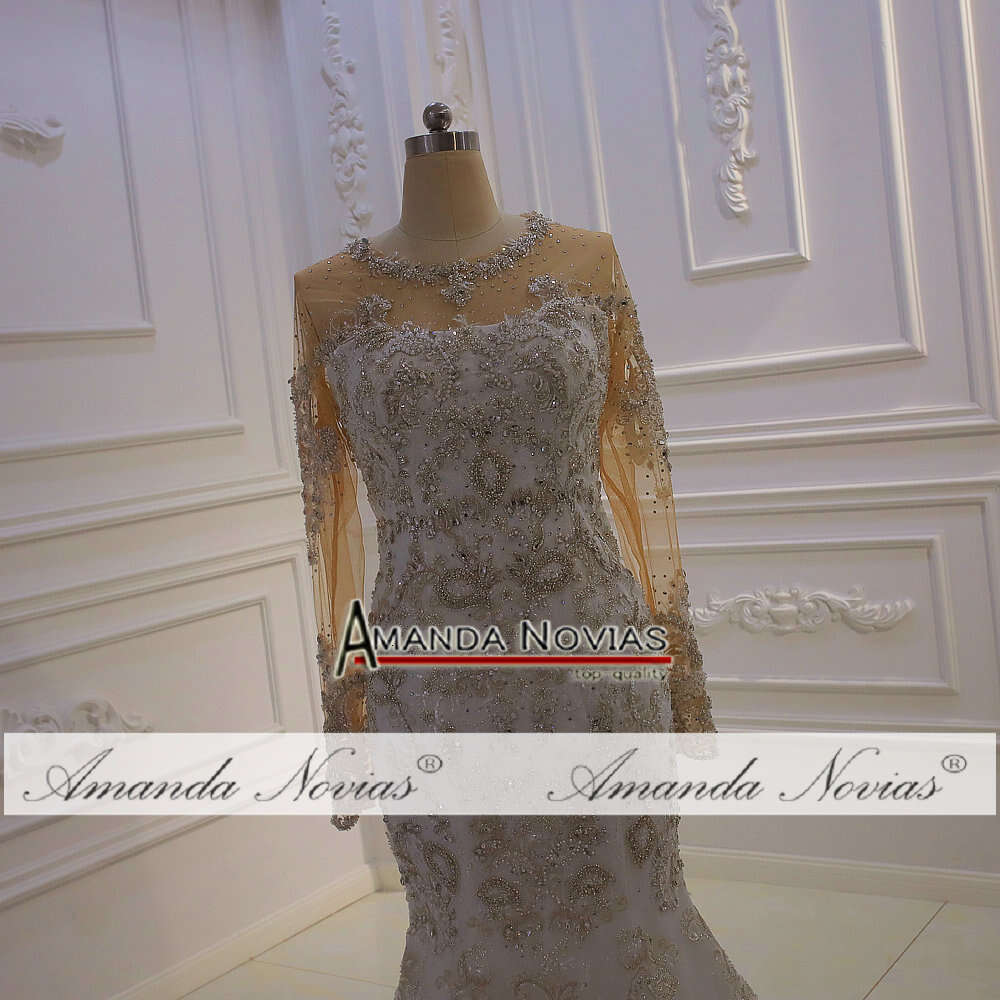 Long Sleeve Sequin 2 In 1 Wedding Dress
