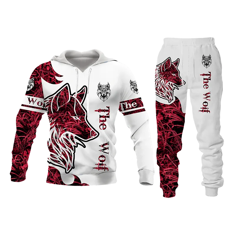Women 2 Piece Sets Spring Autumn New Y2K 3D Animal Printed Hooded 2025 Sweatshirt+Long Pants Oversized new Hoodies Couple Female Clothing